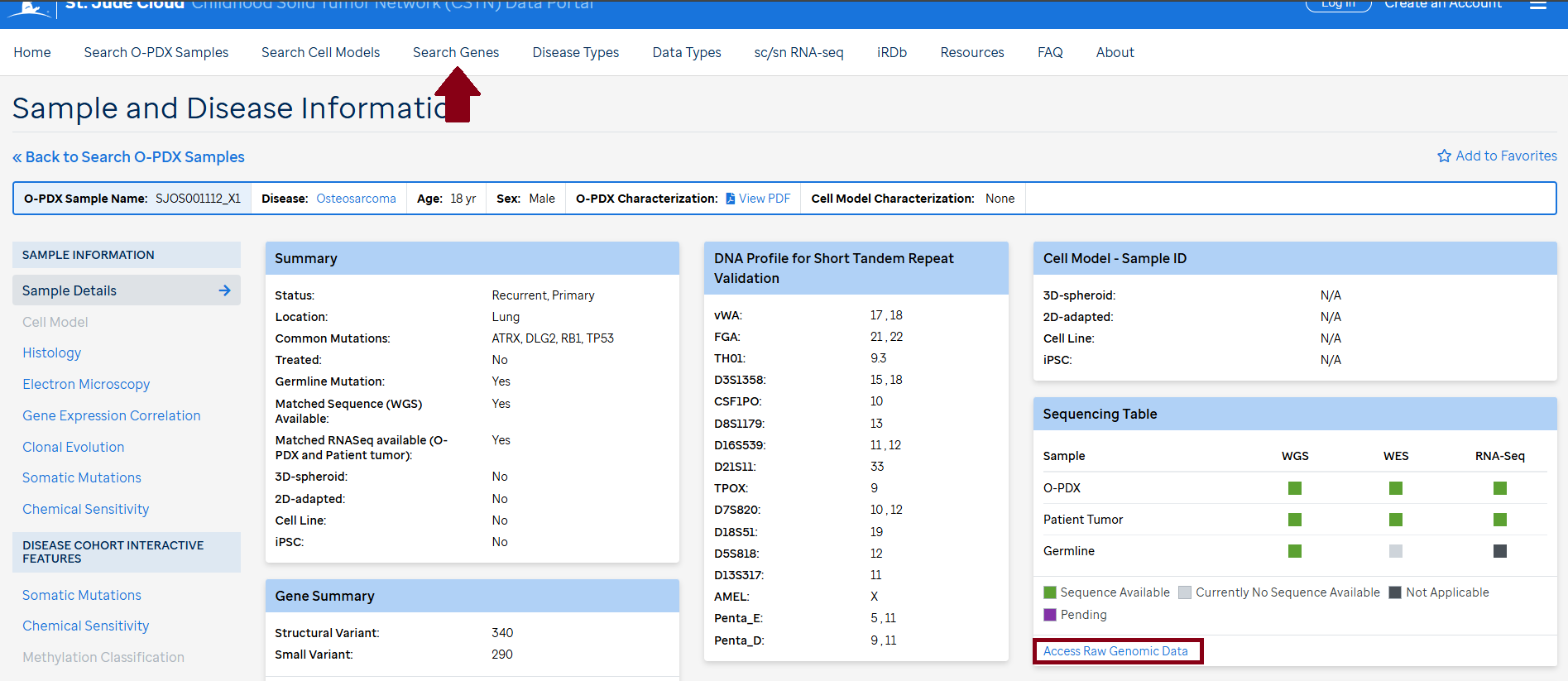Access raw data - Screenshot